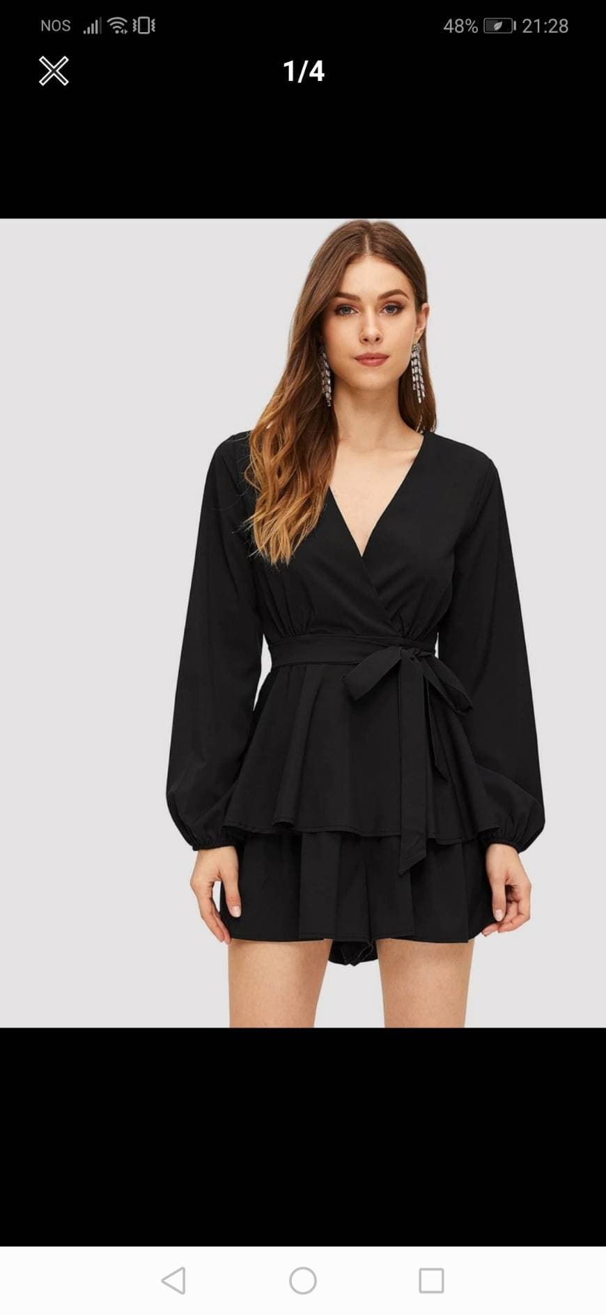 Fashion Shein: vestido preto com cinto 