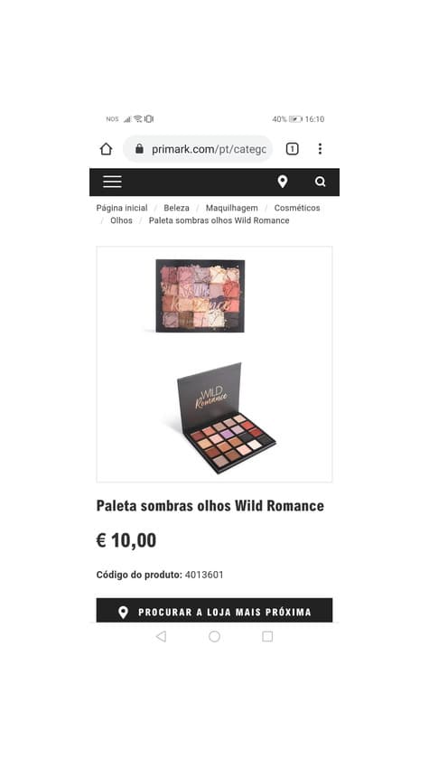 Producto Paleta de sombras primark 