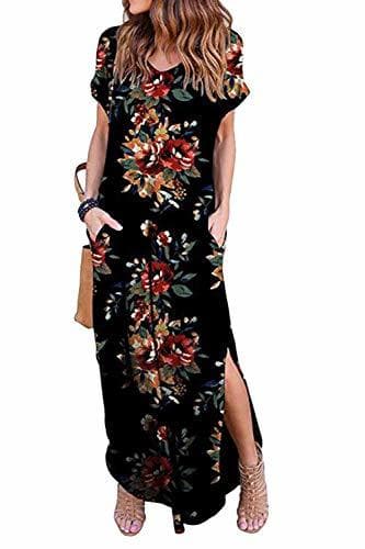 Fashion Vestidos Mujer Casual Playa Largos Verano Floral Vestido Boho Hendidura Falda Larga