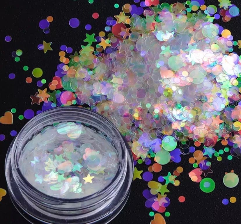 Product Decoración confetti estrellas y corazones holográfico