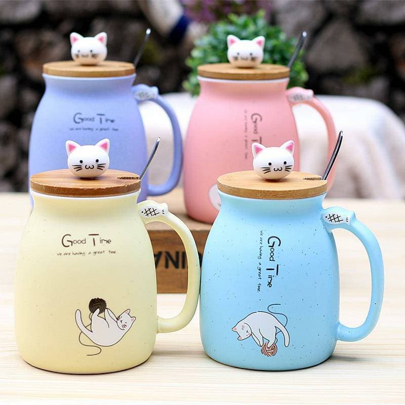 Producto Mug de gatito con tapa de bambú