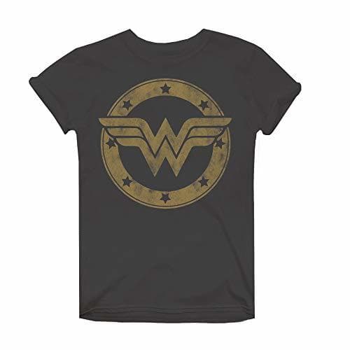 Moda DC Comics Wonder Woman Metallic Logo Camiseta, Gris