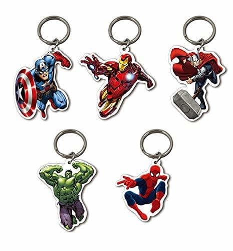 Product 5 x Official Licenced MARVEL HEROES Keyrings Spiderman Ironman Hulk Captain America