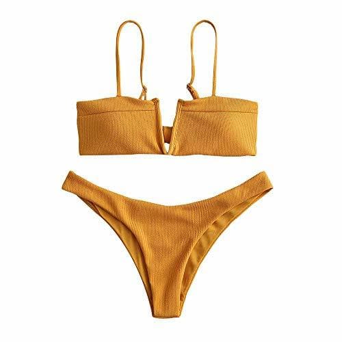 Fashion ZAFUL Set De Bikini con Relleno Lazada en Espalda Escote en V