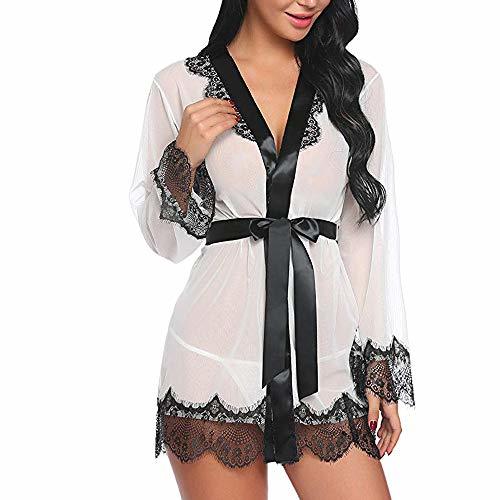 Product Ropa de dormir erótica de encaje para mujer Kimono transparente sexy Albornoz