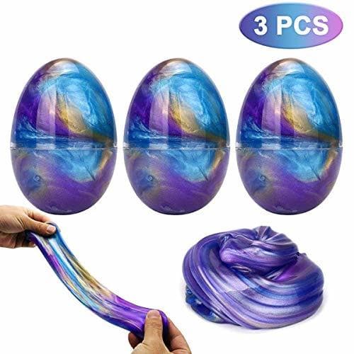 Product Luclay Galaxy Fluffy Slime Slime con 3 Contenedores en Forma de Huevos