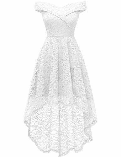 Product Homrain Vestido Cóctel Vintage A-línea Hi-Lo Elegante Encaje Fiesta Noche Vestido para