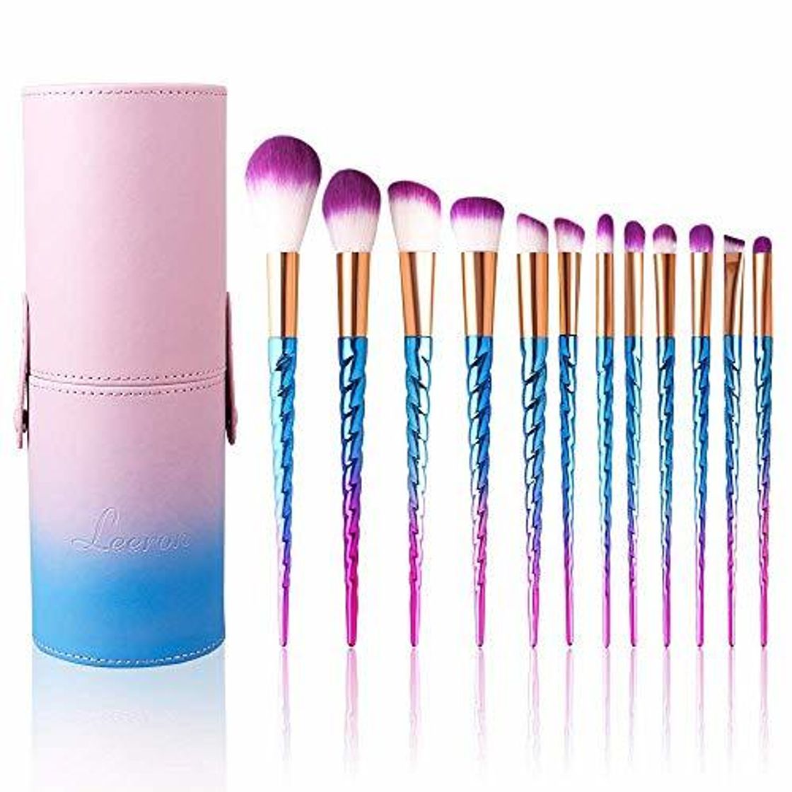 Belleza Brochas de Maquillaje,12 pcs Pinceles de maquillaje profesional con estuche, Pincel de