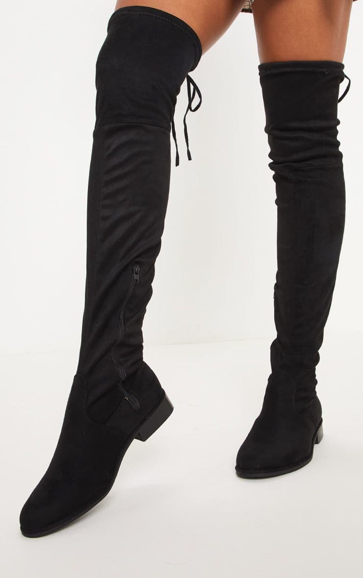 Moda Black Flat Over The Knee Boot