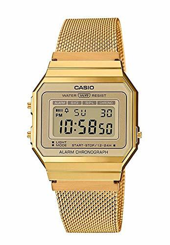 Moda Casio Reloj Mujer de Digital con Correa en Acero Inoxidable A700WEMG-9AEF