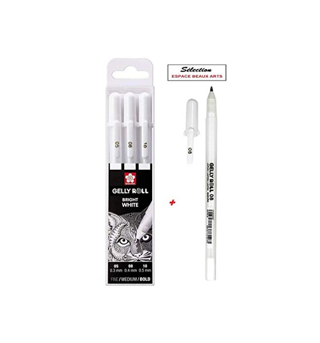 Product Sakura Gelly Roll Blanco, 4 bolígrafos Bright White en estuche, Mix-Size 05