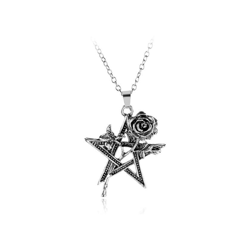 Product Punk rose pentagram necklace