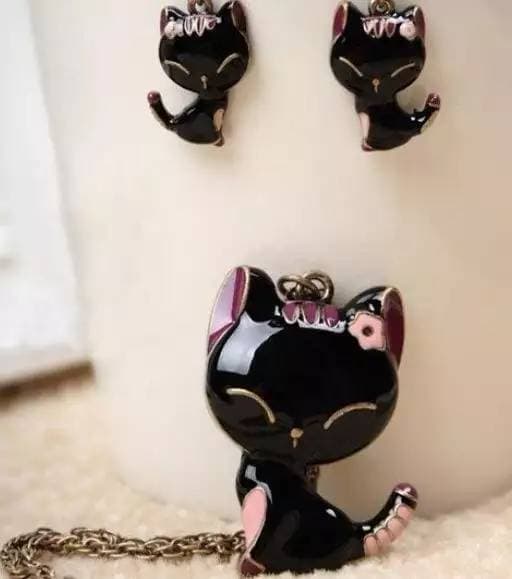 Product Animal nuevo coreano negro gato collares pendientes Vin