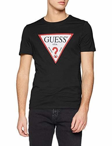 Fashion Guess Cn SS Original Logo Camiseta de Tirantes, Negro