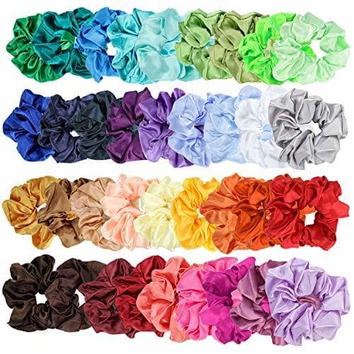 Belleza E-More 36 Piezas de Scrunchies de Pelo de satín Lazos Elásticos Banda