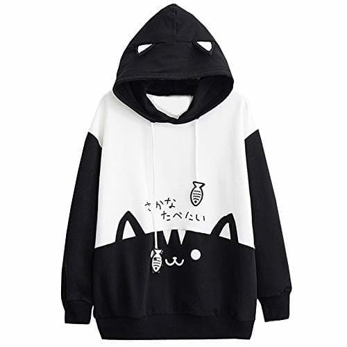 Fashion Lenfesh Sudadera con Orejas de Gato Casual Manga Larga Kawaii Sudaderas Adolescentes