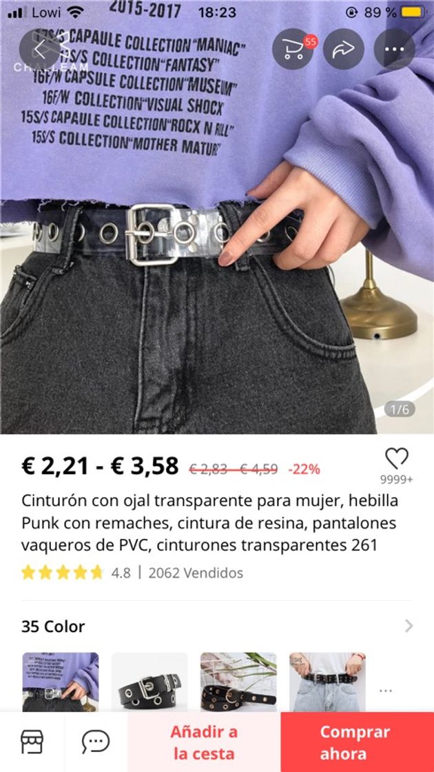 Moda Cinturón transparente