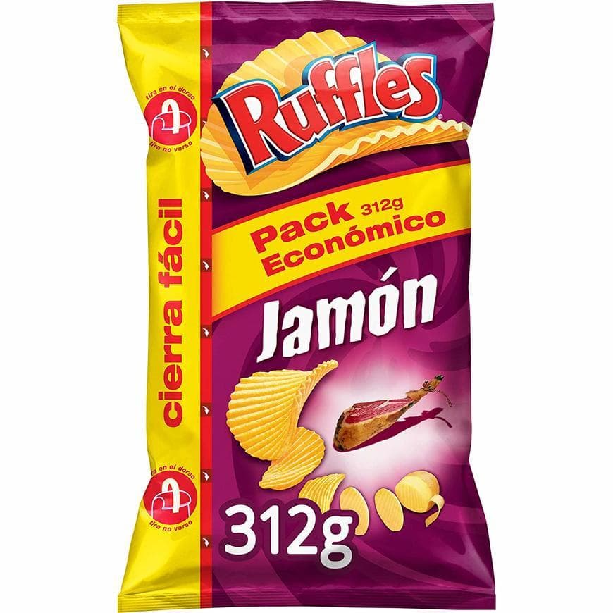 Producto RUFFLES patatas fritas sabor a jamón onduladas bolsa 312 gr