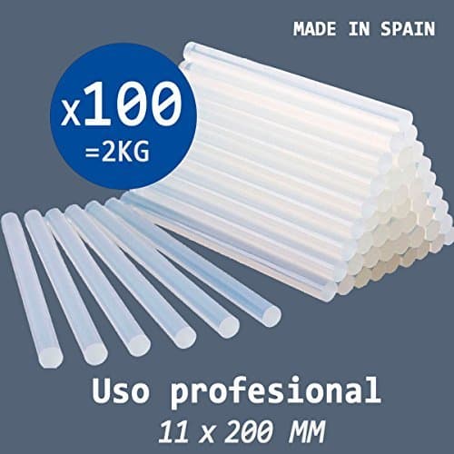 Product PACK 2 KG de COLA TERMOFUSIBLE 100 BARRAS de silicona traslúcida para