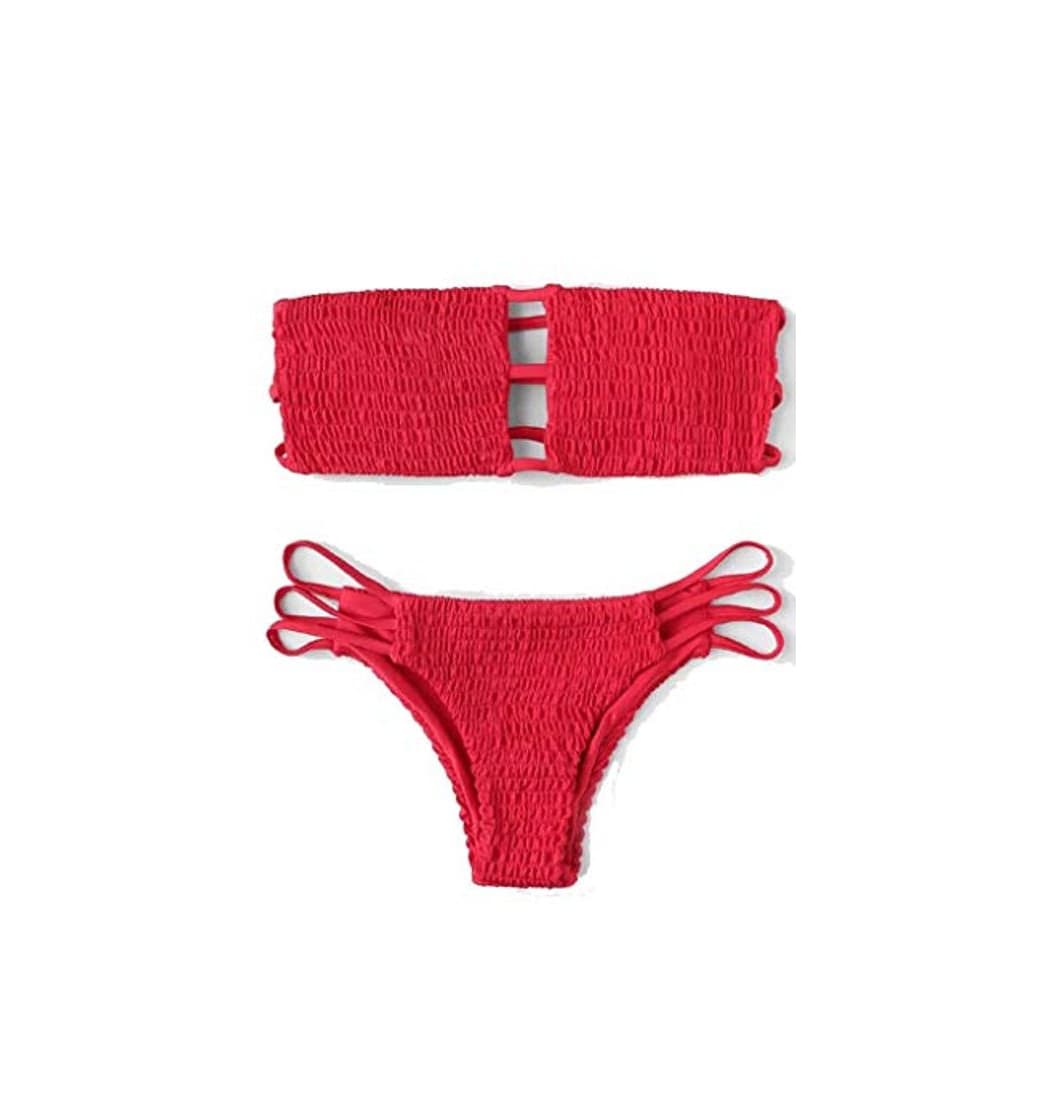 Producto CheChury Mujer Bikini Bandeau Bralette Traje de Baño de Tubo Brasileños Bañador Ropa de Bano Dos Piezas Push Up Traje de baño con Acolchado Conjunto de Bikini de Playa Bañador