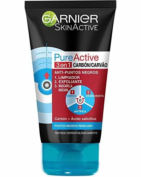 Belleza Garnier Skin Active - Pure Active, Gel Limpiador de Poros y Exfoliante