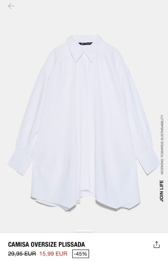 Moda Camisa oversize plissada ZARA