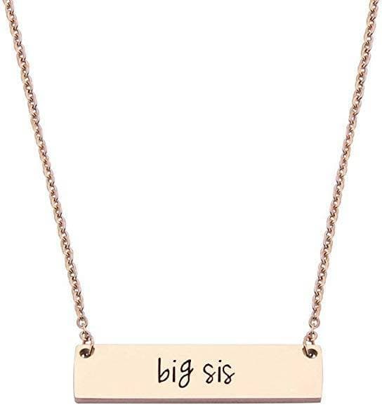 Producto Sister Bar Necklace Set Lil Sis & Big Sis Hand Stamped Bar