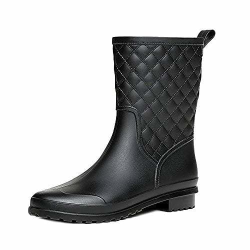 Fashion Bota Agua Mujer Jardín Trabajo Lluvia Botas Antideslizante Wellington Boots Negro 39