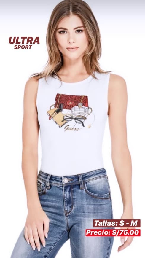 Moda Guess Camiseta para Mujer, sin Barriguita - Crop-Top, Logotipo Impreso, Cuello Redondo,