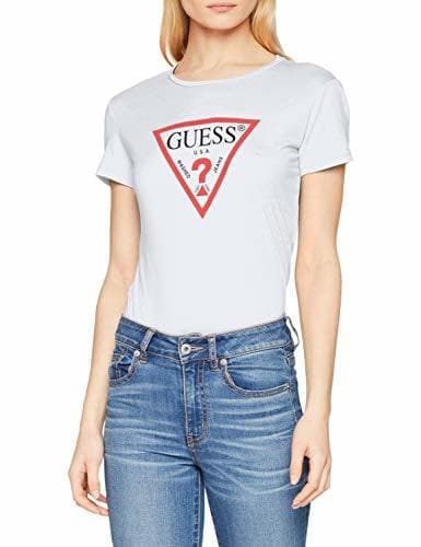 Moda Guess SS Cn Basic tee Camiseta de Tirantes, Blanco