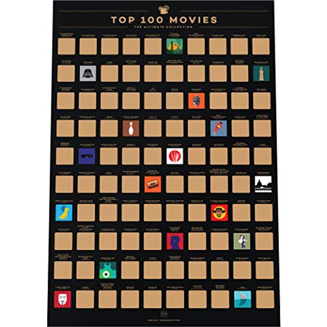 Product Enno Vatti 100 Movies Scratch Off Bucket List Poster - Póster de