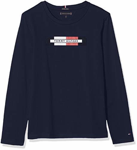 Moda Tommy Hilfiger Essential Hilfiger Logo tee L/S, Camisa Manga Larga para Niños,