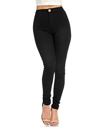 Fashion Jyone Pantalones vaqueros con cintura alta para mujer XS Negro