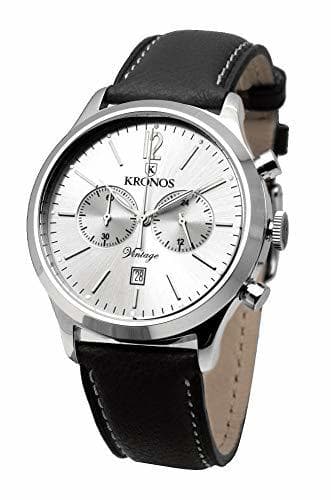 Moda KRONOS - Vintage Chronograph Silver 938.105 - Reloj de Caballero de Cuarzo,