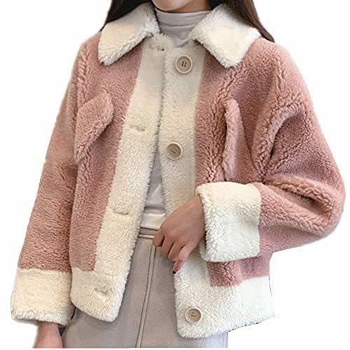 Fashion KCatsy Mujer Chaquetas Abrigo Casaca ánorak Color Block Sherpa Peludo Faux Fur