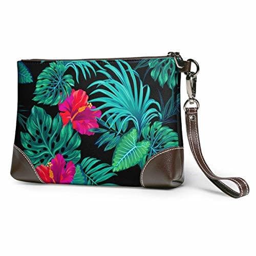 Product GLGFashion Carteras de cuero para mujer Tropical Palms And Hibiscus Botanical Black