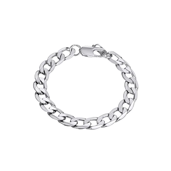 Fashion PROSTEEL 9mm Pulsera Hombre de Cadena Cubana de Acero Inoxidable 19cm