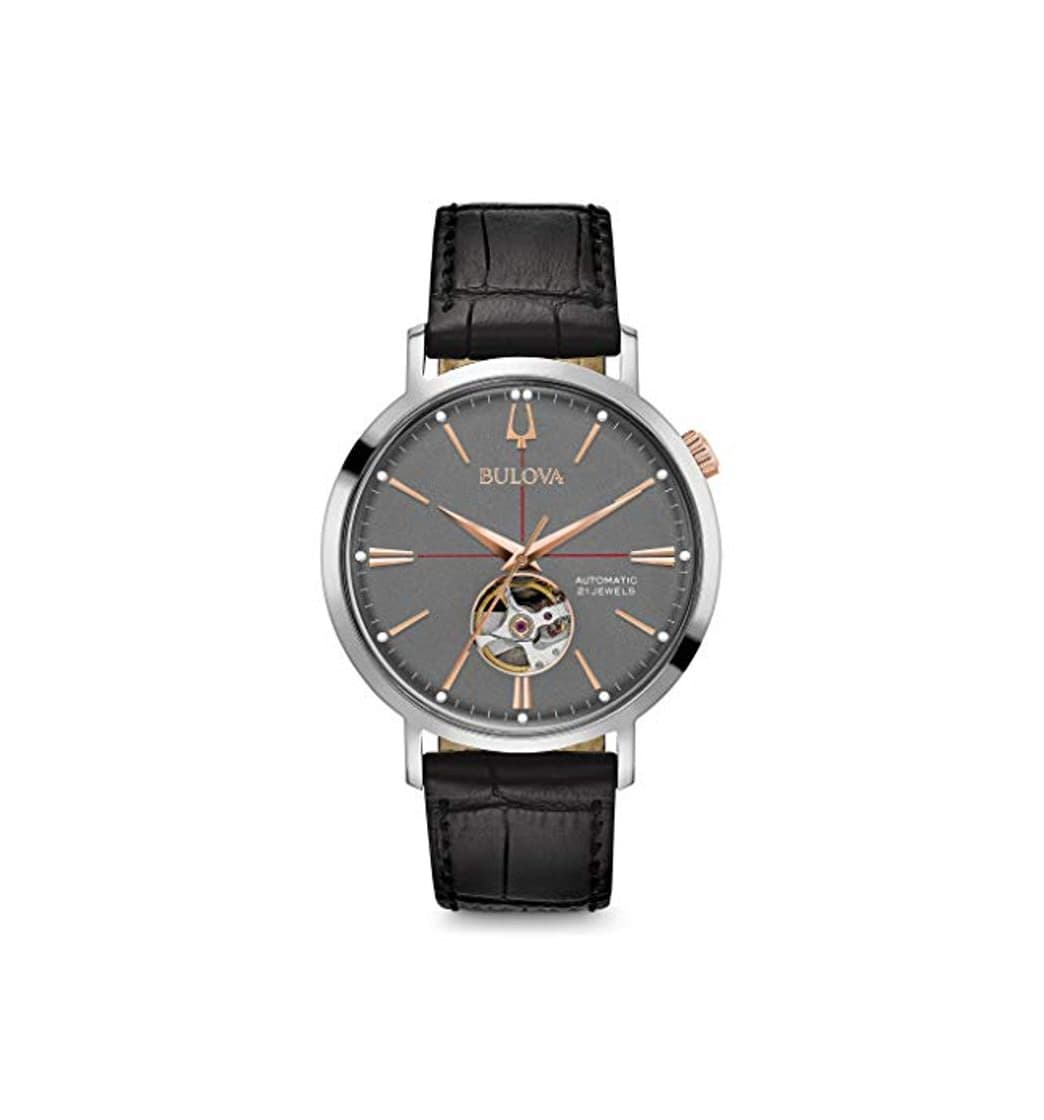 Fashion Bulova Reloj Analógico para Hombre de Automático con Correa en Cuero 98A187