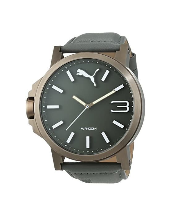 Moda Puma Ultrasize - Reloj análogico de cuarzo con correa de cuero para