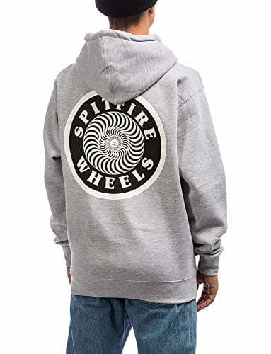 Fashion Spitfire OG Circle Patch Zip Hoodie Sudadera con Cremallera y Capucha Ash