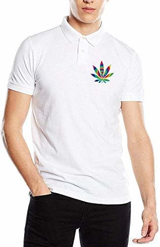 Fashion Playera Tipo Polo de Manga Corta para Hombre Tie Dye Weed Fit