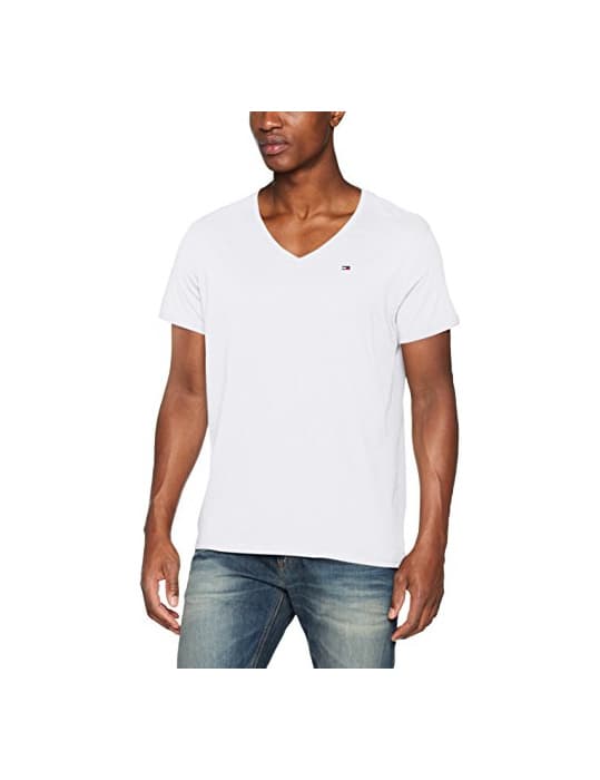 Fashion Tommy Jeans Hombre Original Jersey Camiseta Manga Corta  Blanco