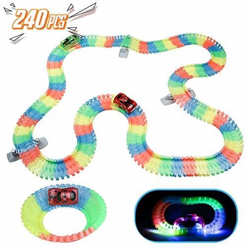 Producto Akokie Circuito Coches Niños Luminoso Pista Coches con 2 LED Coches de