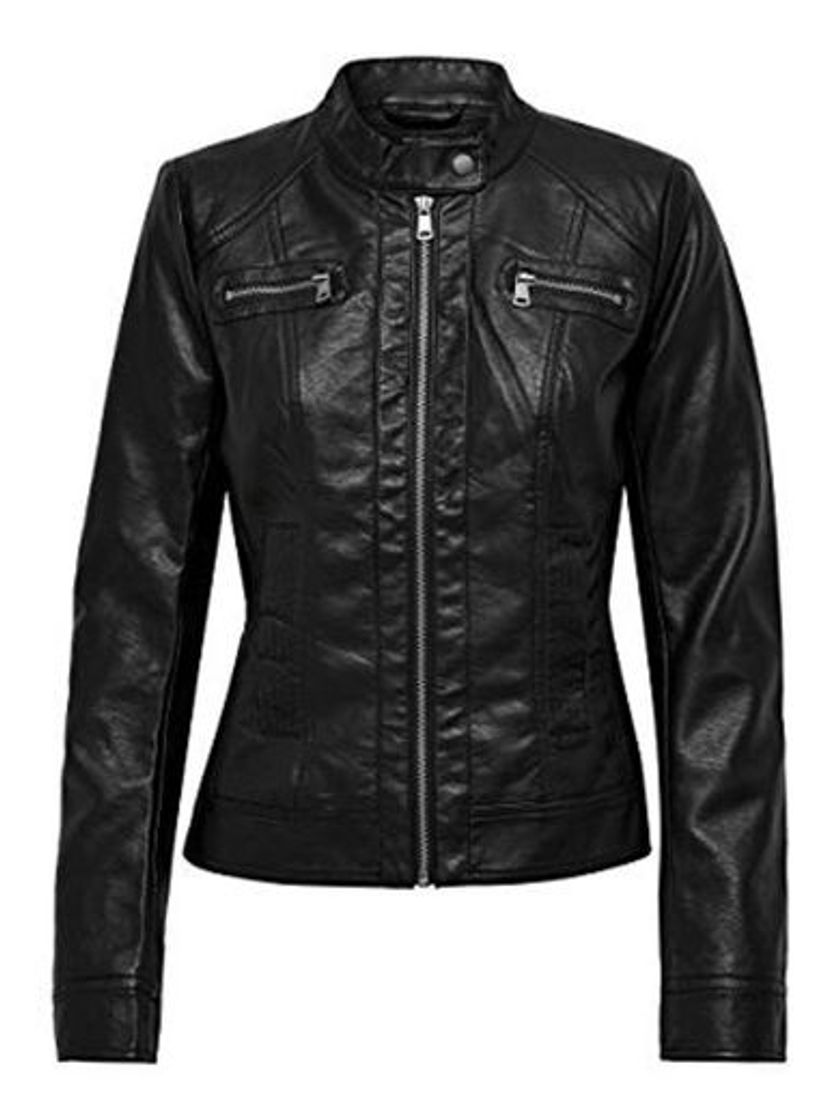 Fashion Only Bandit PU Biker Chaqueta, Negro