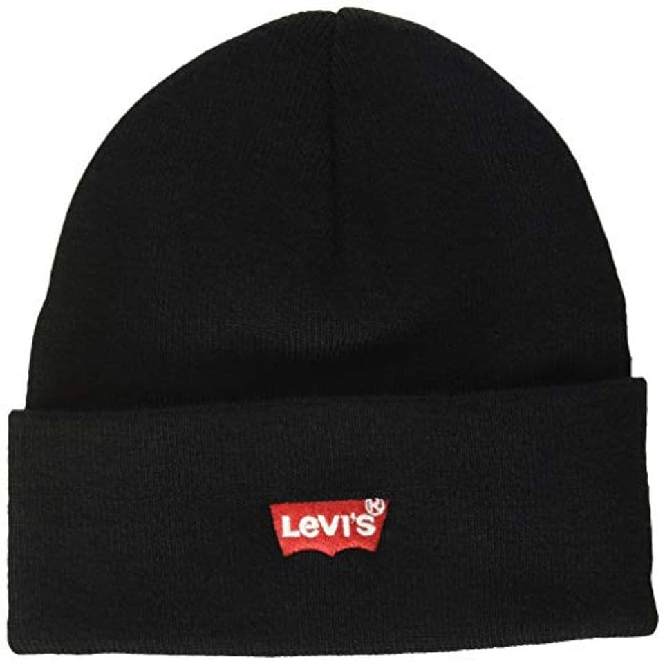 Fashion Levi's Red Batwing Embroidered Slouchy Beanie Gorro de Punto, Negro