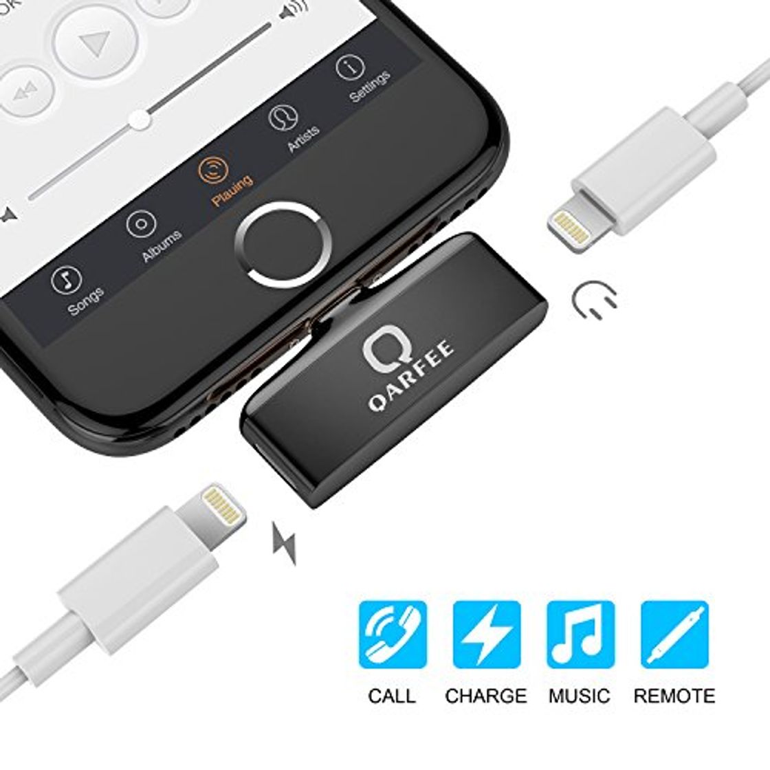 Product Divisor y Adaptador de iPhone con Control de Cable, QARFEE Doble Jack