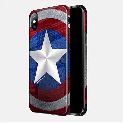 Electrónica Lxuruy Fashion Marvel Capitán América Color Border Glass Phone Case para iPhone