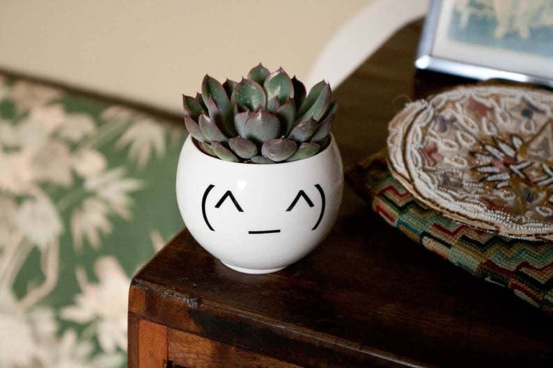 Producto Happy emoji face ceramic planter