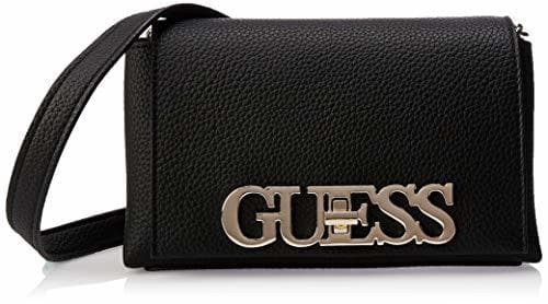 Moda Guess Uptown Chic Mini Xbody Flap, Bolso Bandolera para Mujer, Negro