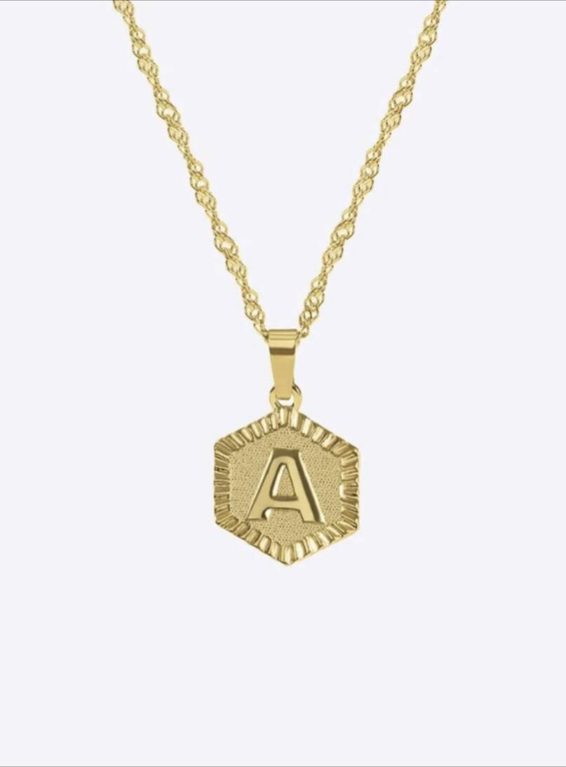 Fashion Hexagon Letter Necklace